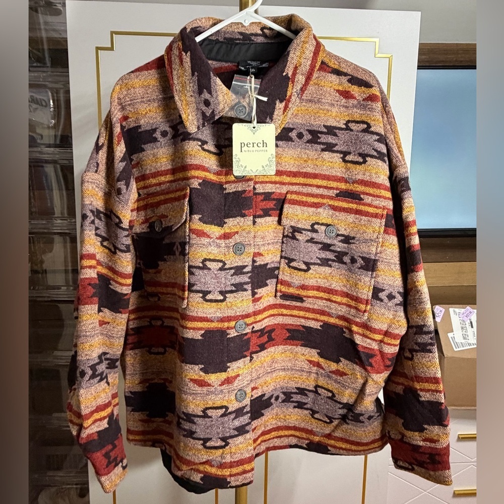 NWT Perch by Blue Pepper Aztec Print Shacket #0014 & #0061 - Picture 2 of 9